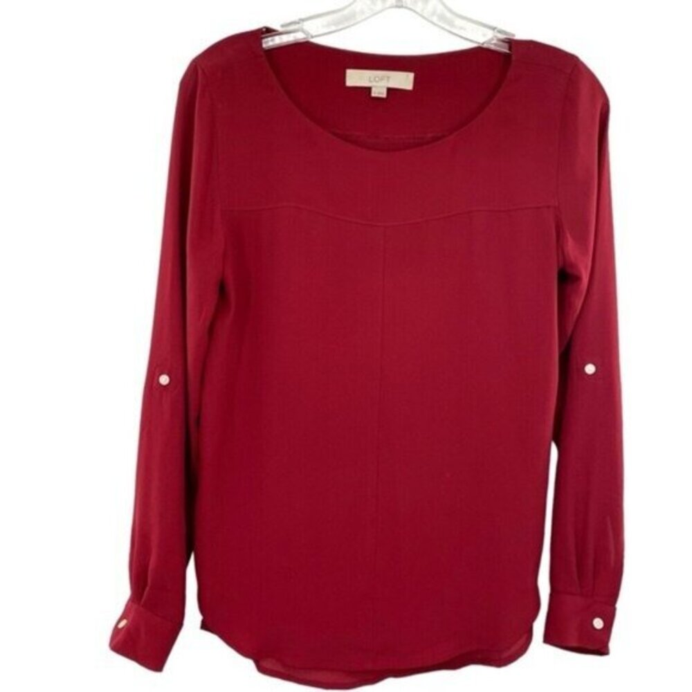 Loft Ann Taylor Women’s Long Sleeve Red Blouse